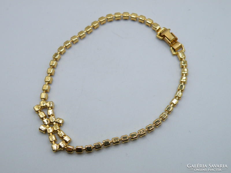 Uk00325 antique dark red stone gold plated bracelet