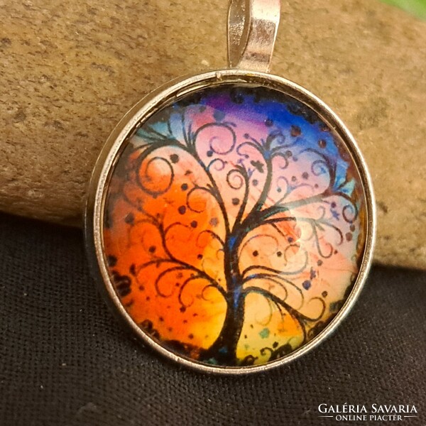 Silver-plated tree of life pendant 3 cm