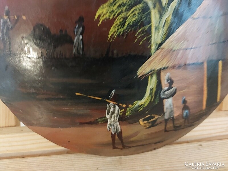 (K) Afrikai festmény fémlemezen 27 cm
