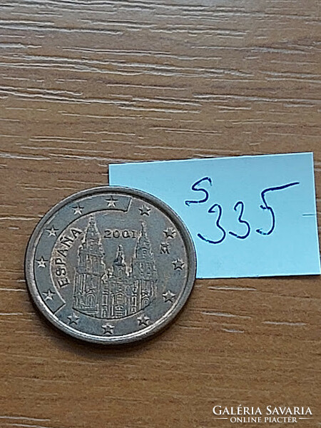 Spain 5 euro cent 2001 steel copper plated, santiago de compostela, cathedral s335