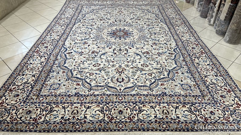 3560 HATALMAS Iráni Nain selyemkontúros kézi csomó gyapjú perzsa szőnyeg 415X292CM