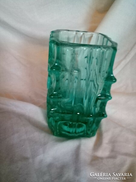 Green Czech glass vase