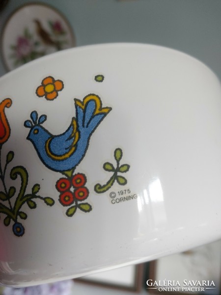 Charming corning ware bird Dutch ceramic baking dish, 24 cm 15 cm diameter, 7 cm high, pyroflam