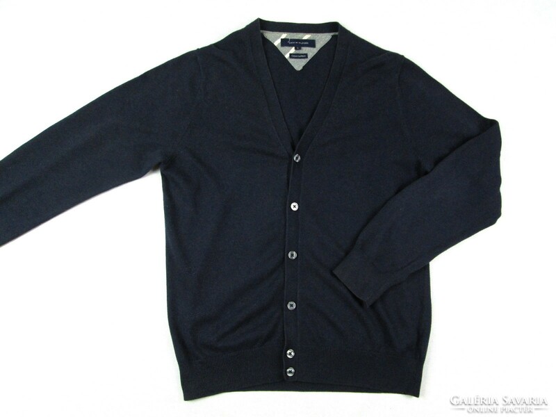 Original tommy hilfiger (s) elegant long sleeve men's dark blue pullover cardigan