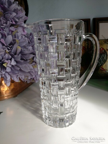 Gyönyörű, ragyogó kristály (ólommentes) kiöntő és pohár 23 cm és  10x8 cm