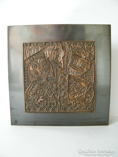 Retró, iparművészeti bronz doboz