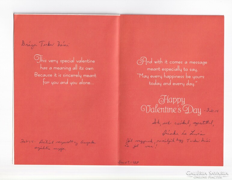 H:48 Valentine's Day embossed envelope greeting card