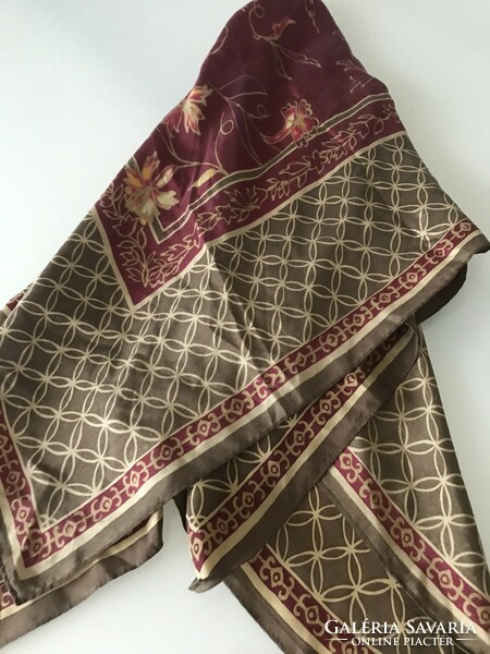 Gerry weber silk scarf with a beautiful pattern, velvet touch, 87 x 85 cm