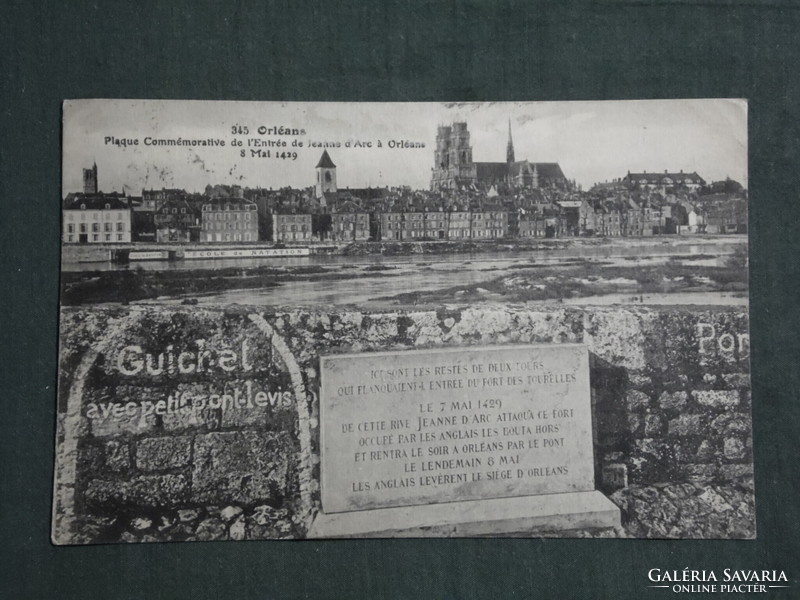Postcard, France, Orléans, commemorative plaque, view detail