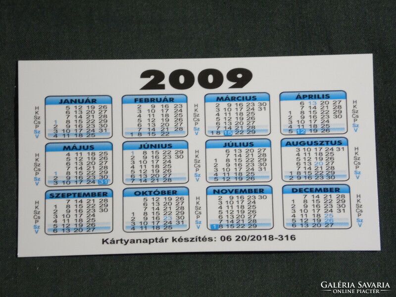 Card calendar, small size, fordan center, billiard club, Pécs, 2009, (6)