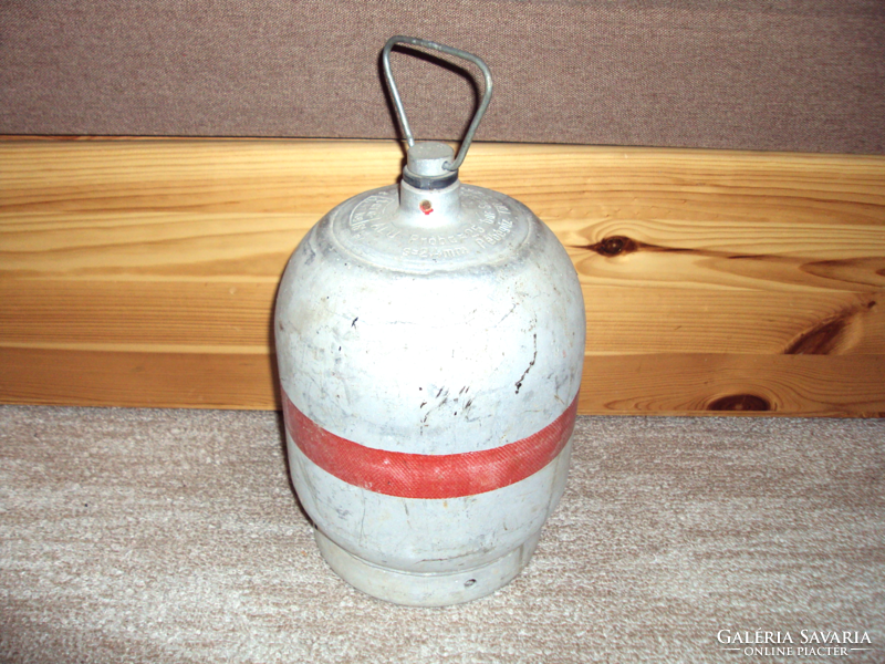 Retro turista kemping gáz palack - alu PB gázpalack 2 kg, 4.65 liter - Fel van töltve, tele van