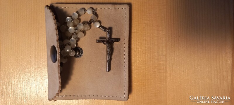 Rosary in a small Italian leather case