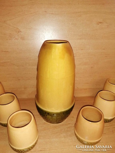 Magyarszombatfai acorn ceramic wine drink set pitcher with 6 glasses (28/d)