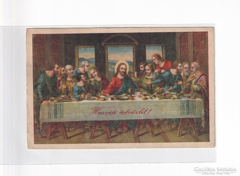 HV:87 Vallásos antik Húsvéti Üdvözlő képeslap 1942