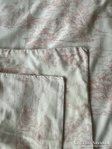 IKEA halvány rózsaszín toile mintás egyszemélyes ágynemű huzat garnitúra 2 nagy és 2 kispárnával