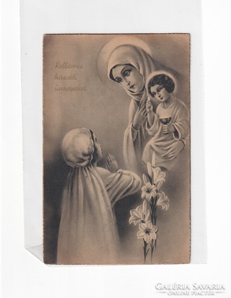 HV:89 Vallásos antik Húsvéti Üdvözlő képeslap