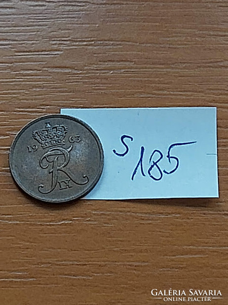 Denmark 1 cent 1963 bronze, ix. King Frederick s185