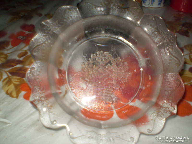 Flower basket printed glass bowl plate flawless 19cm.