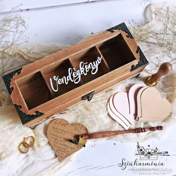 Creative guestbook - natural box with paper hearts