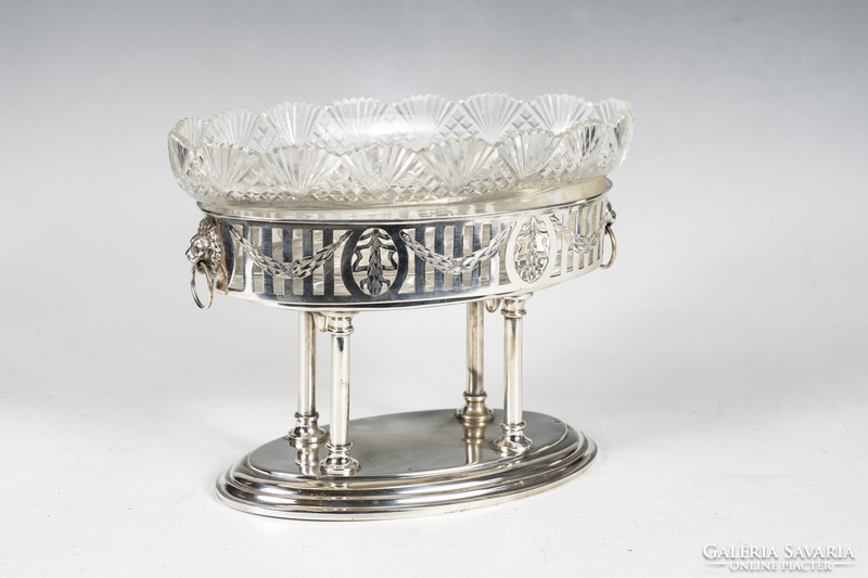Silver glass table center / tray with an openwork pattern