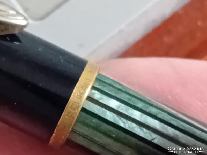 Pelikan 400 green striped fountain pen with 14k nib