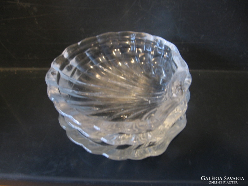Kagyló formájú üveg kínáló tálka , szappantartó egyben 3 db