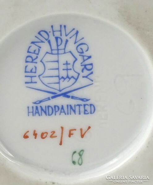 1Q666 Régi oroszlánlábas zöld indiai kosár mintás Herendi porcelán kaspó