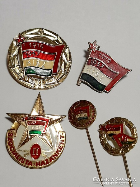 Small badges, badges for our socialist country, excellent youth leader, small sign with a golden crown.