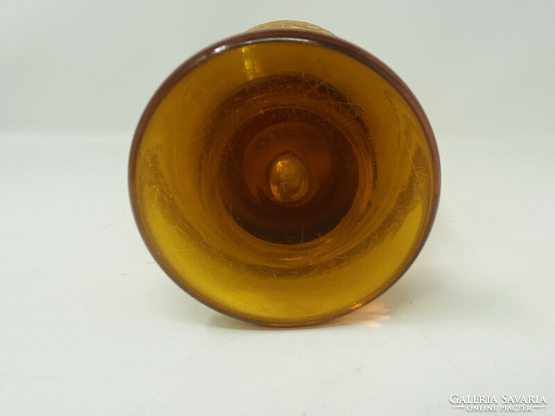 Csodálatos, antik Moser stílusú nagyobb méretű borostyán színű savmaratott üveg váza  RZ
