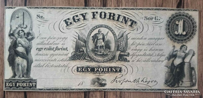 Kossuth emigration 1 forint 1852 