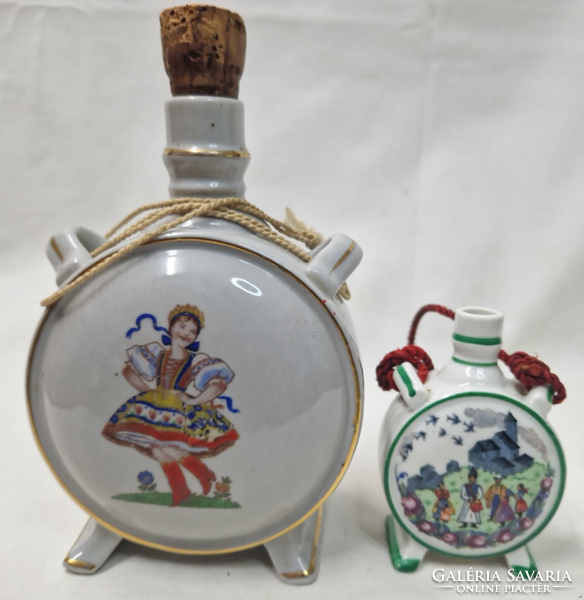 Zsolnay and drasche porcelain flasks are sold together in perfect condition