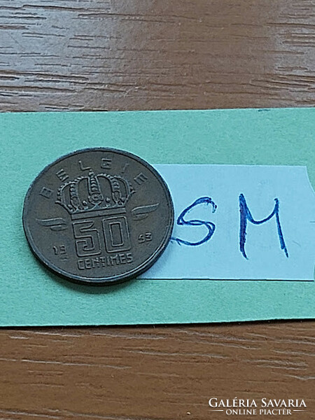 Belgium belgie 50 centimes 1953 miner, bronze sm