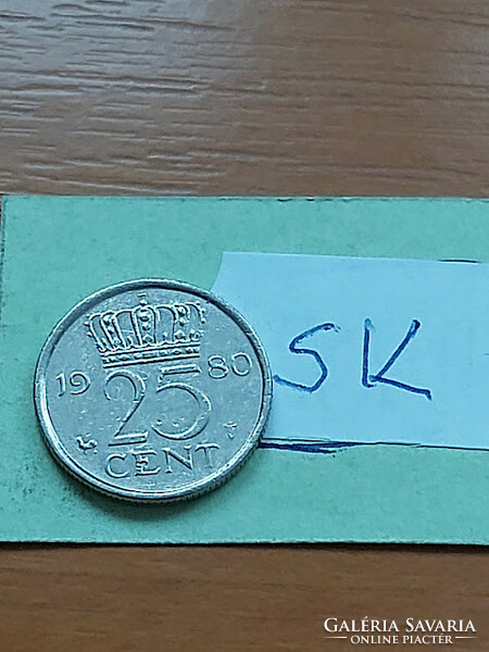 Netherlands 25 cents 1980 Queen Juliana, nickel sk