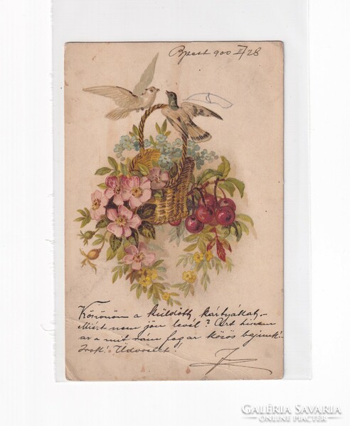 H:107 Antik Madaras Üdvözlő képeslap hosszúcímzéses 1900