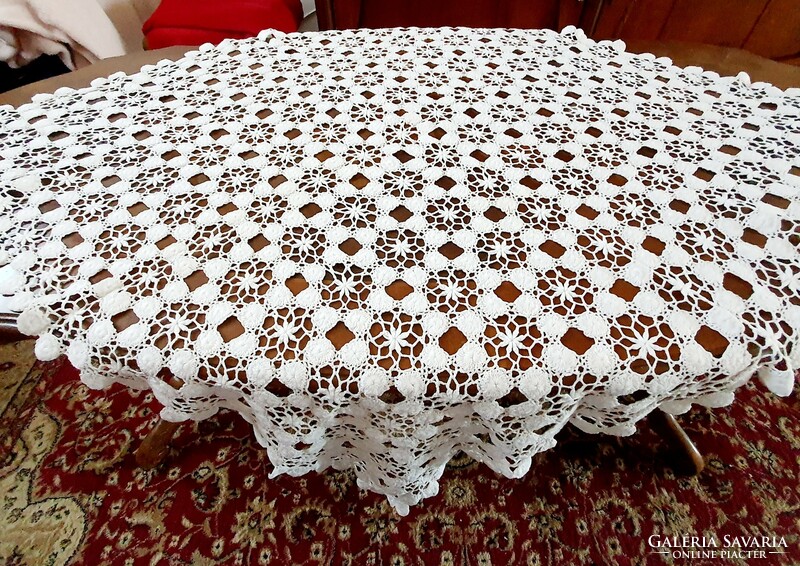 Hand crocheted crochet tablecloth