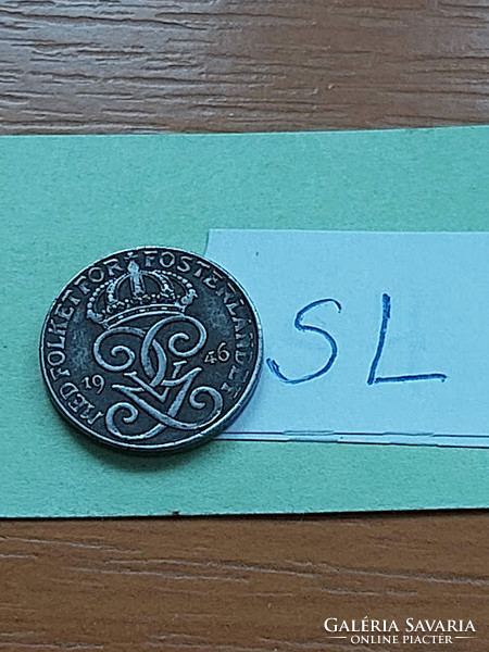 Sweden 1 cent 1946 v. King Gustav, iron sl