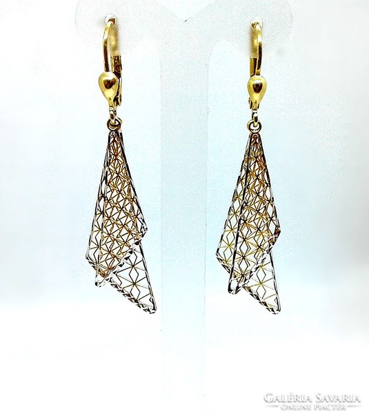 Yellow-white gold dangling earrings (zal-au81320)