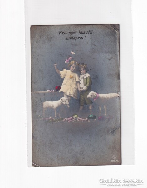 H:120 Antik Húsvéti Üdvözlő képeslap "Fotók" 1912