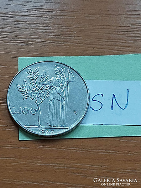 Italy 100 lira 1975, goddess Minerva, stainless steel sn