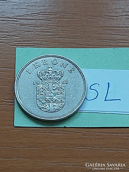 Denmark 1 kroner 1961 ix. King Frederick, copper-nickel sl