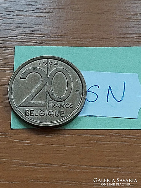 Belgium belgique 20 francs 1994 nickel-bronze, ii. King Albert sn