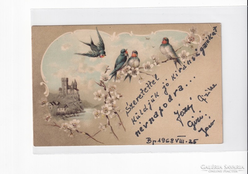 H:107 antique bird greeting card 