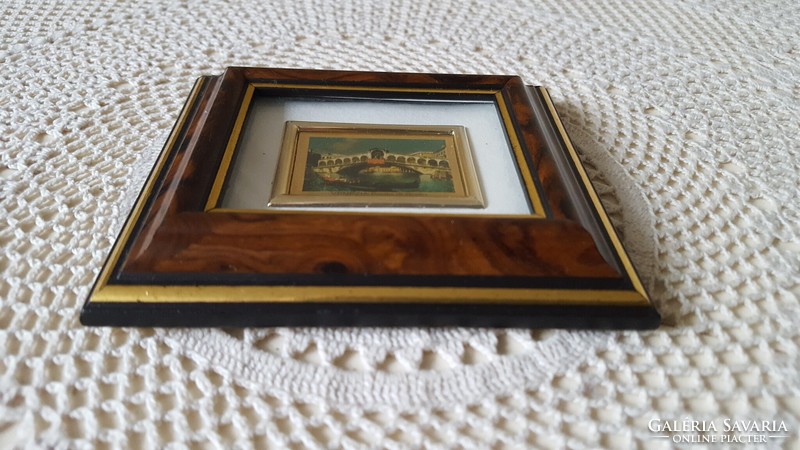 Old gold foil miniature framed