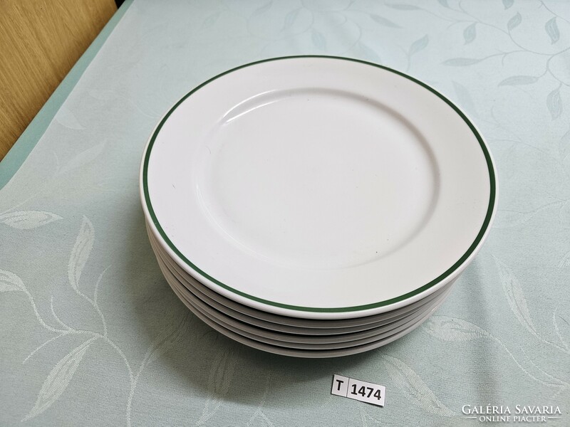 T1474 lowland green striped plate 6 pieces 25 cm