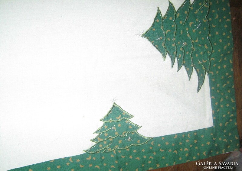 Cute Christmas sewn decoration green pine tree pattern tablecloth