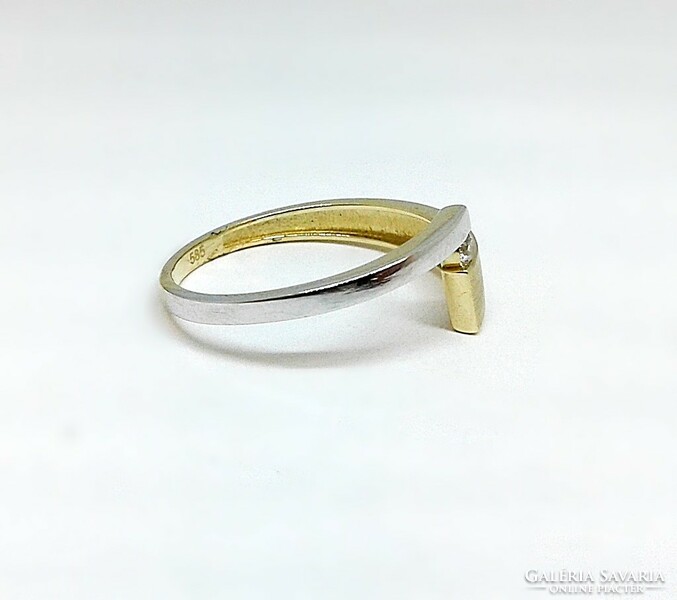Modern sárga-fehér arany gyűrű (ZAL-Au124503)