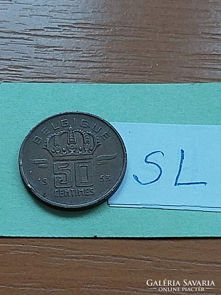 Belgium belgique 50 centimes 1953 miner, bronze sl