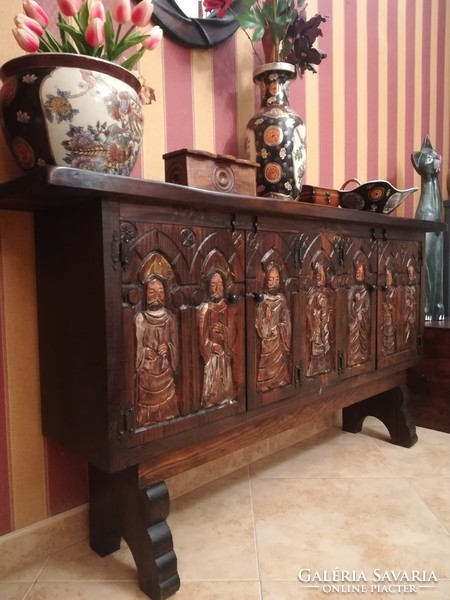 Beautiful, eclectic carved chest of drawers 80 *33* 150 cm