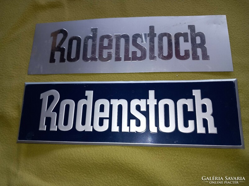 2 pcs !! Retro aluminum silver and dark blue advertising sign from the 70s and 80s with the inscription 