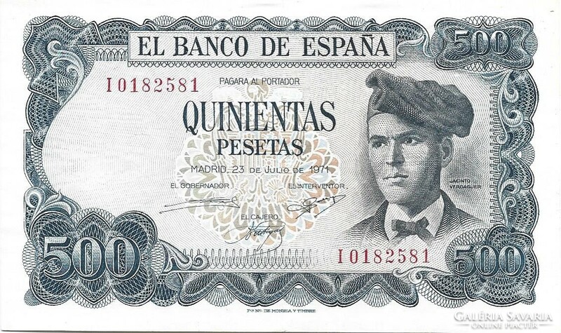 500 peseta pesetas 1971 Spanyolország 2. Gyönyörű